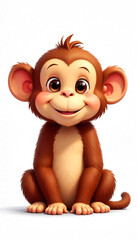 Obraz premium A cute cartoon monkey character with a joyful expression, sitting upright.
