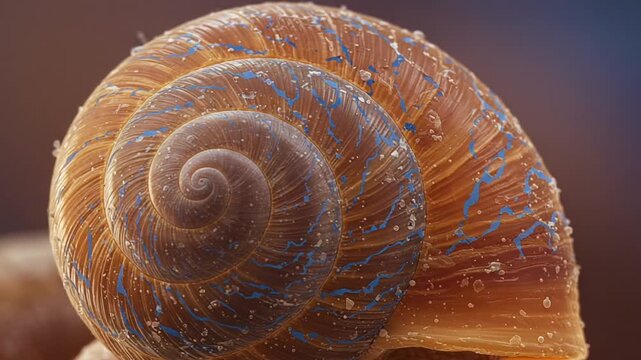 Close-up of a beautifully patterned snail shell