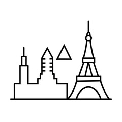 Obraz premium Global Landmarks Skyline Line Art Icon