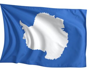 Antarctica Flag with Subtle Ripples and Crisp Continent Silhouette Front View Isolated on Transparent Background PNG