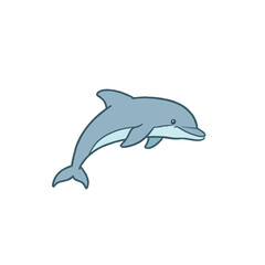 Fototapeta premium Cute Cartoon Dolphin in a Jumping Pose.