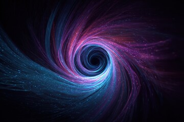 Swirling colors of a cosmic vortex depicting an abstract universe with vibrant hues of blue and purple in a digital space