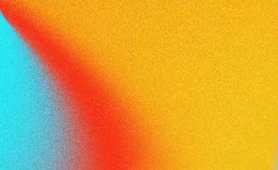 Grainy gradient abstract background with noise texture effect in orange red blue summer poster design
