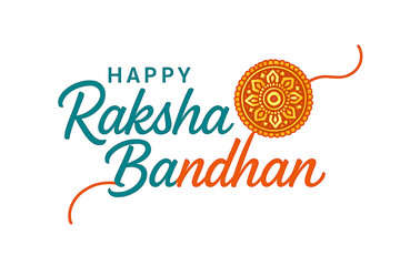 Happy Raksha Bandhan greeting card with colorful rakhi, floral mandala, white background, festive celebration, traditional design