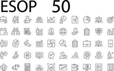A set of line icons related to ESOP. Editable stroke.
