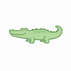 Happy Green Cartoon Crocodile Illustration.