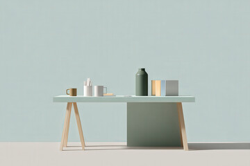 minimalist office desk featuring ar task organizer surrounded by clean calming color palette