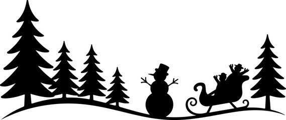 Christmas village Silhouette Vector Art