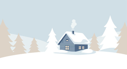 Fototapeta premium Snowy cabin nestled in winter