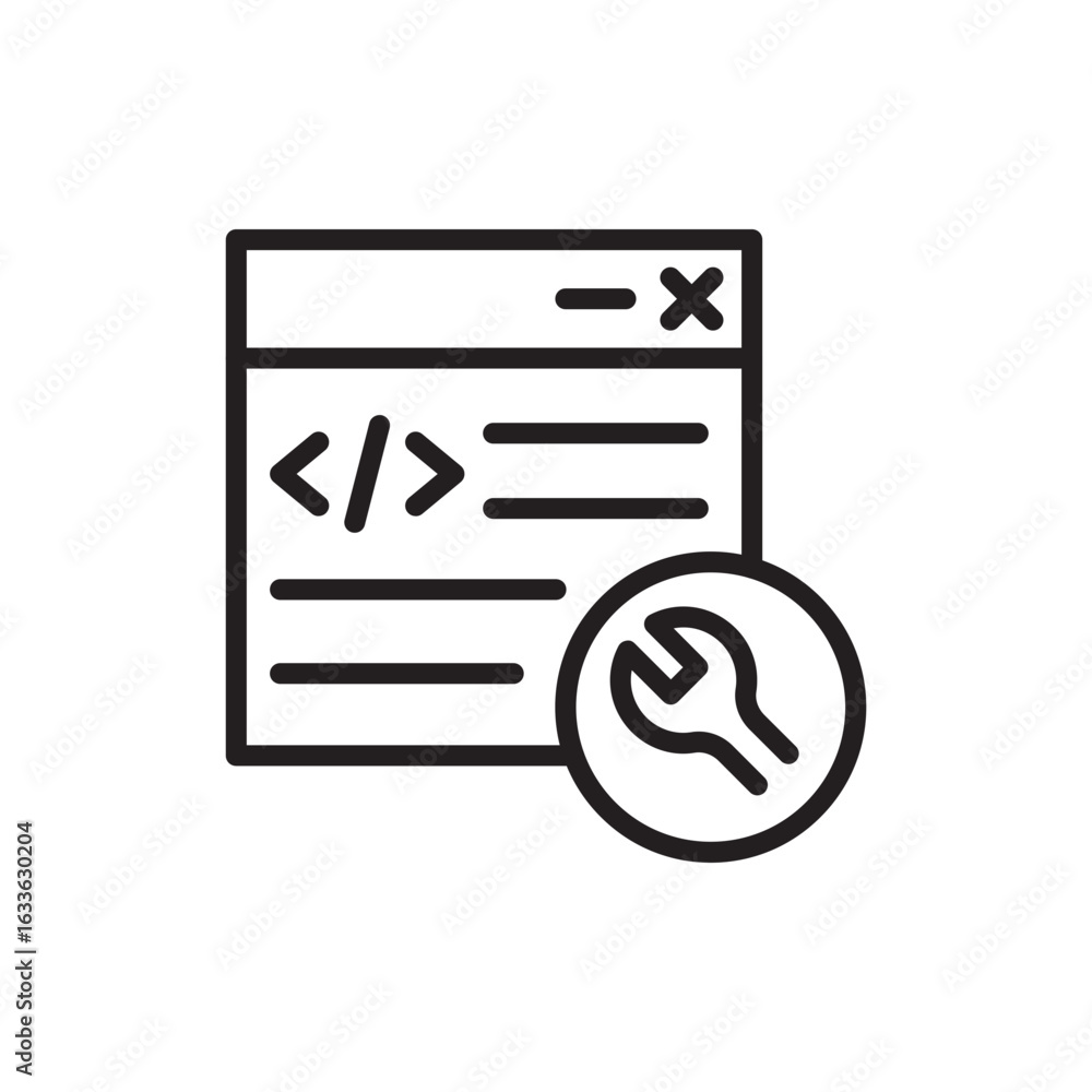 Poster debugging outline icons, minimalist vector illustration ,simple transparent graphic element .isolate