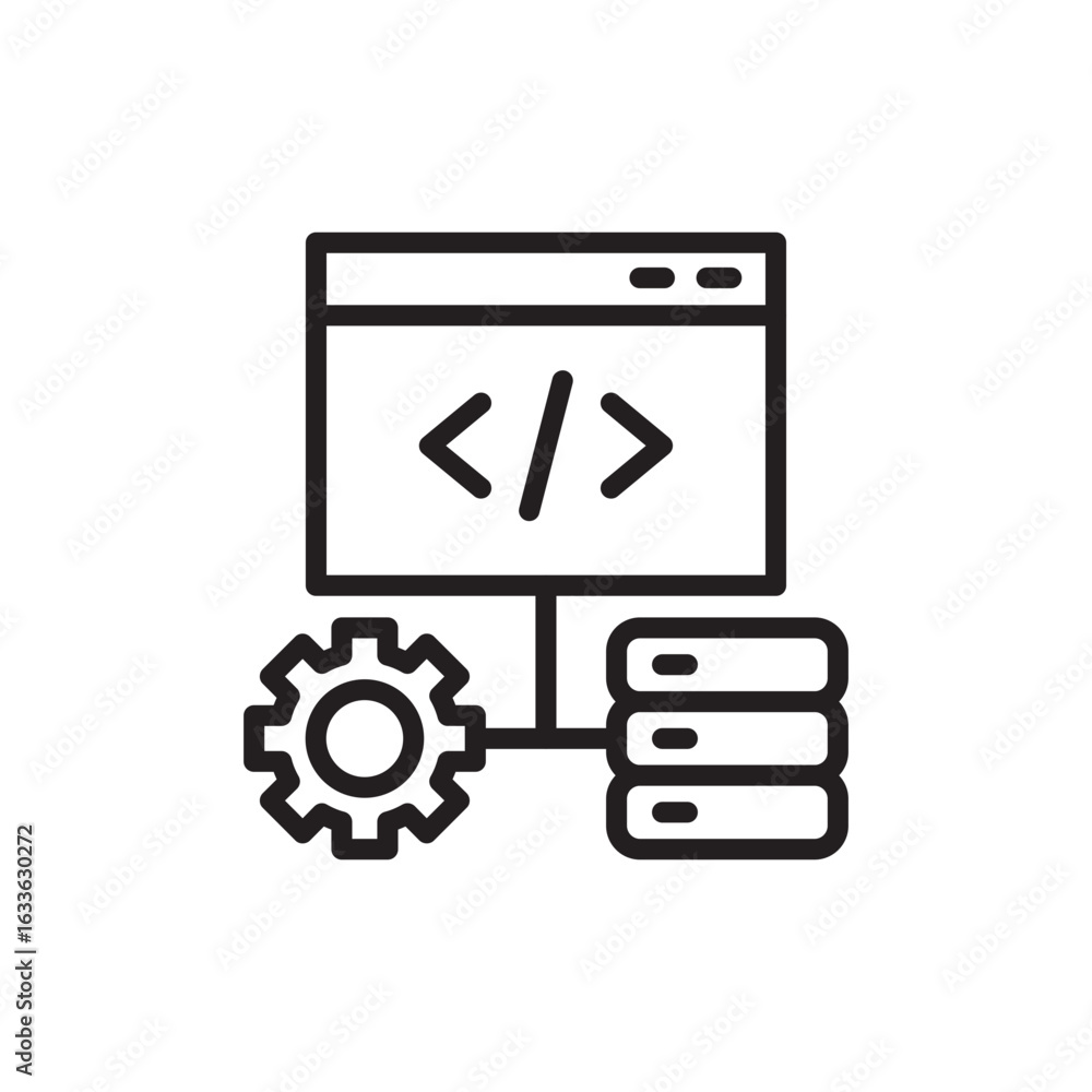 Poster debugging outline icons, minimalist vector illustration ,simple transparent graphic element .isolate