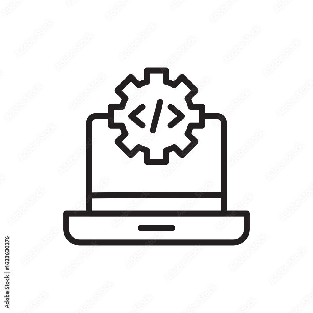 Poster debugging outline icons, minimalist vector illustration ,simple transparent graphic element .isolate