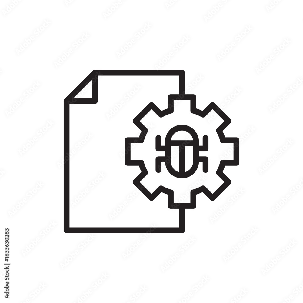 Poster debugging file outline icons, minimalist vector illustration ,simple transparent graphic element .is