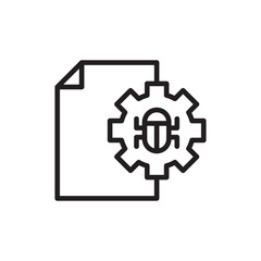 Debugging file outline icons, minimalist vector illustration ,simple transparent graphic element .Isolated on white background