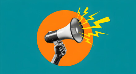 Make a bold statement with powerful megaphone announcement, perfect for marketing campaigns, social activism, and urgent public service announcements with dynamic impact