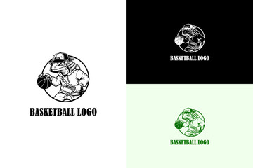 illustration of samurai lizard playing with basketball, icon, vector logo for basketball players, basketball team badge, basketball club, sports, athletic, basketball league, and more