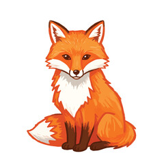 Obraz premium A charming cartoon red fox sitting down illustrated in a painterly style with a bushy whitetipped tail.