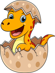 Cute Cartoon Dinosaur Hatching from Egg
