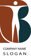 Humanshaped letter b logo for health and wellness company