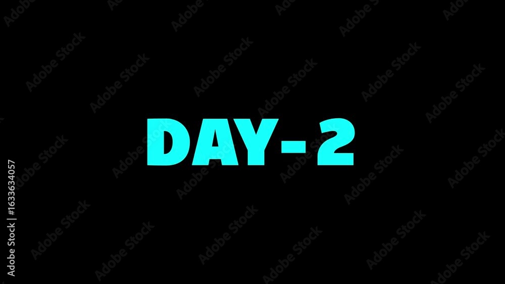 Poster month and week 2 day animation. 2 day text motion. display day text 4k video footage. number icon.
