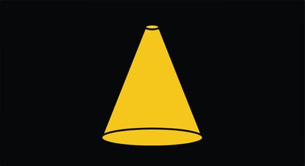 Simple golden cone shape on a black background, illuminated from within
