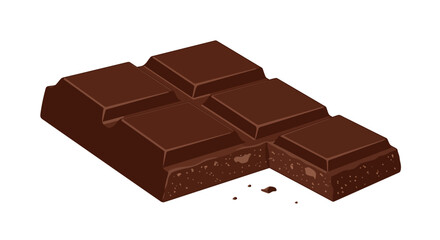 Dark Chocolate Bar Segment with Broken Piece