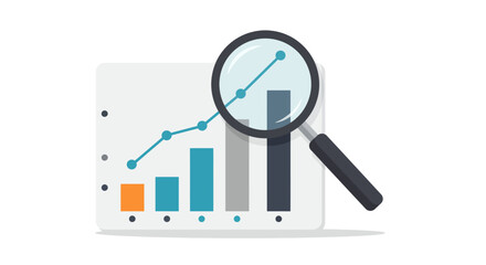 Data Chart and Magnifying Glass for Business Analysis