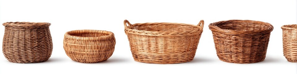 Four woven baskets in varying sizes