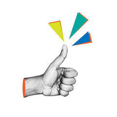 hand with Thumbs Up with Colorful Geometric Accents