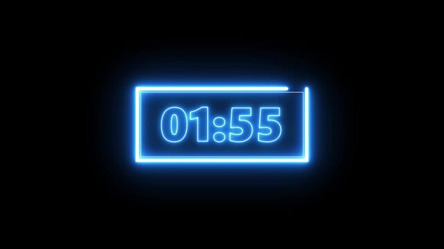 2 minute countdown animation from 120 seconds to 0 seconds. on black background. 4k video