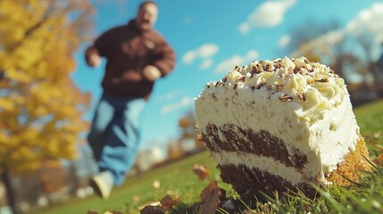 Cake on the lawn! AI.