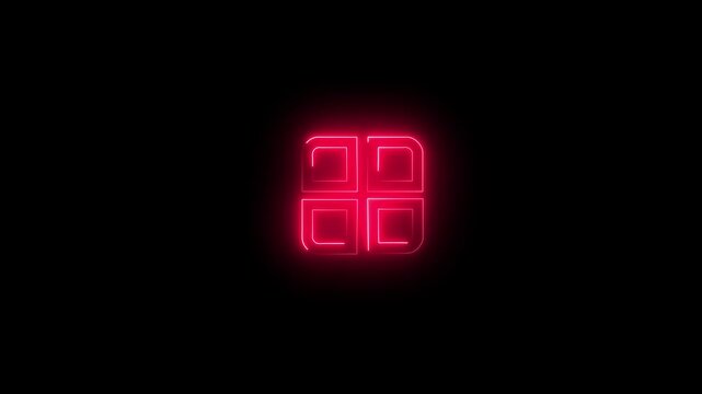 Animated Glowing Neon Apps Free Icon.Apps  icon animation.Bright App Symbol for Mobile Interfaces, Software UI, and Digital Media Projects