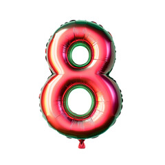 red green christmas color style metallic 8 alphabet letter balloon Realistic 3D on white background.