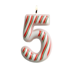 alphabet christmas color style letter 5 candle birthday alphabet luxury texture on white background