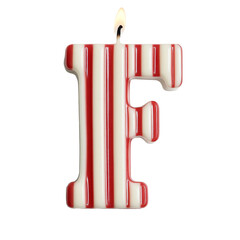 alphabet red white letter F candle birthday alphabet luxury texture on white background