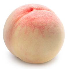 Snow White Peach isolated on white background, Fresh White Peach on White Background With clipping path, High resolution photography.