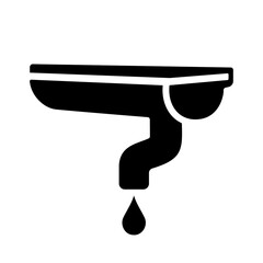 Roof gutter icon for rainwater drainage on houses 