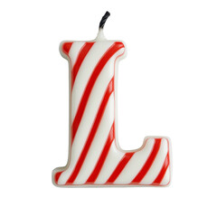 alphabet red white letter L candle birthday alphabet luxury texture on white background