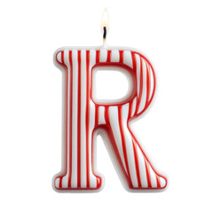 alphabet red white letter R candle birthday alphabet luxury texture on white background
