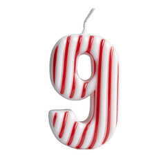 alphabet red white letter 9 candle birthday alphabet luxury texture on white background