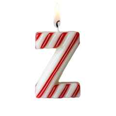 alphabet red white letter Z candle birthday alphabet luxury texture on white background