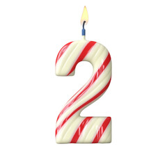 alphabet red white letter 2 candle birthday alphabet luxury texture on white background