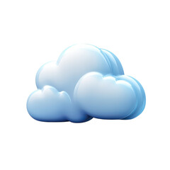 Fototapeta premium Glossy light blue cloud formation, weather icon, 3D rendering for digital interface on transparent background