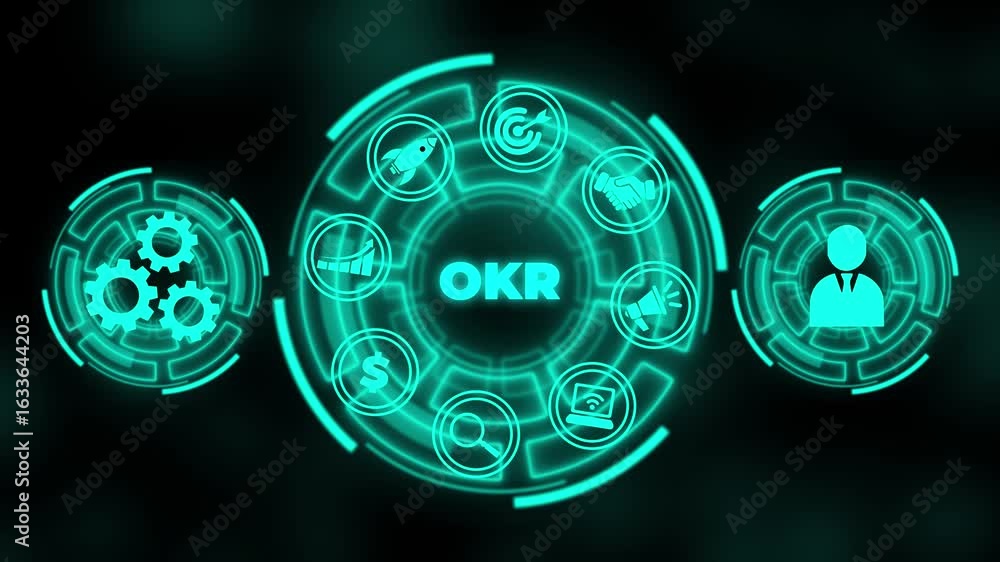 Poster objectives and key results okr. methods for project management. business, technology, internet and n