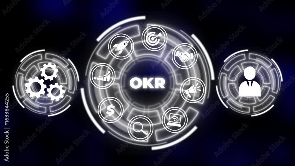 Poster objectives and key results okr. methods for project management. business, technology, internet and n