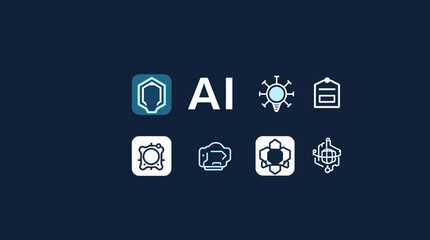 AI technology icons represent data analysis, learning, and process automation.