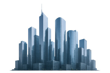 Fototapeta premium Modern Glass Skyscraper Cityscape with Diverse Architectural Styles and Reflective Facades