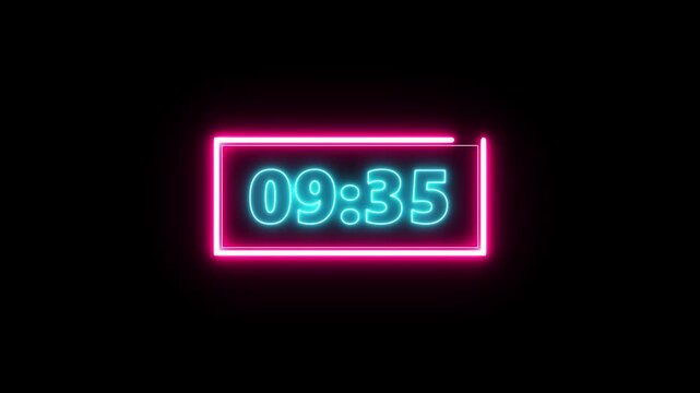 10 minute countdown animation from 600 seconds to 0 seconds. on black background. 4k video