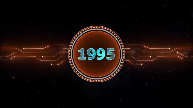 Neon 1995 Sal text with screen effects of technological background. 1995 year neon text concept animation.