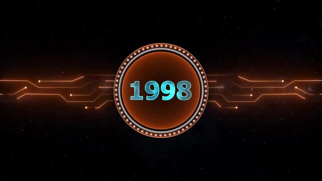 Neon 1998 Sal text with screen effects of technological background. 1998 year neon text concept animation.